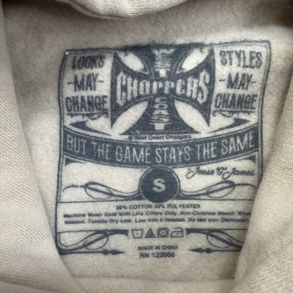West Coast Choppers Authentic Cross Y2K Tan Hoodie Pullover Sweatshirt Small - Picture 5 of 8